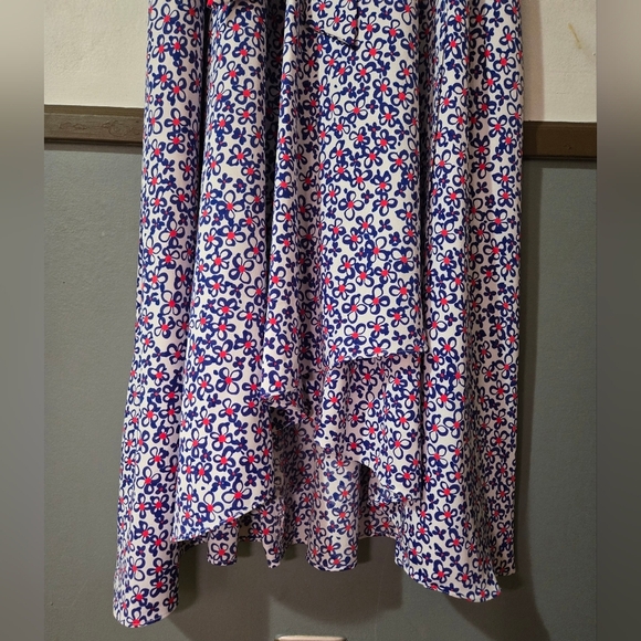 DKNY Floral Print Faux Wrap Iris Dress Multi Color Blue And Red Size 6 - Picture 5 of 11